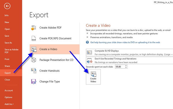 how to convert a powerpoint to video format