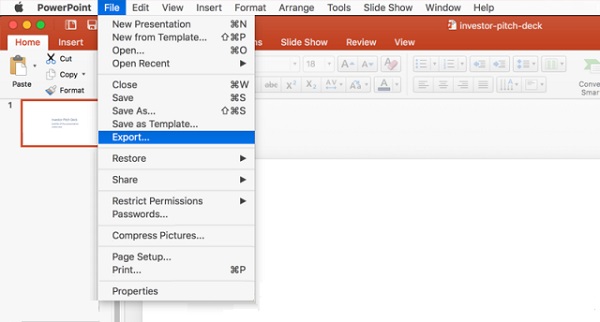 can you export files to mp4 using powerpoint 2013 for the mac