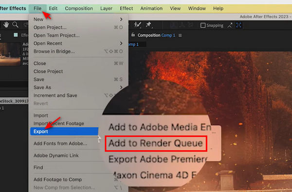 adobe after effects export mp4