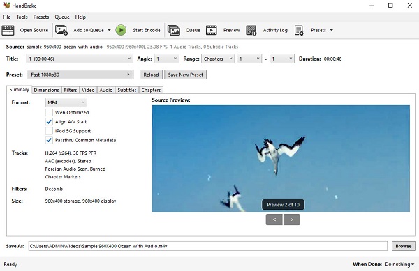 combine videos with handbrake