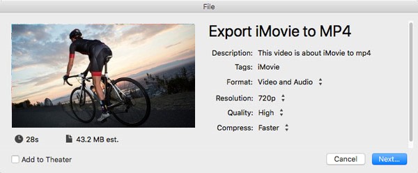 how to save imovie as mp4 on mac