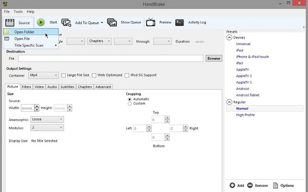 Handbrake Main Interface