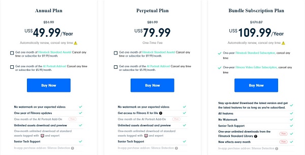 Filmora Pricing Plan