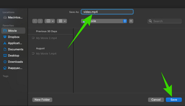 Save iMovie Mac Save