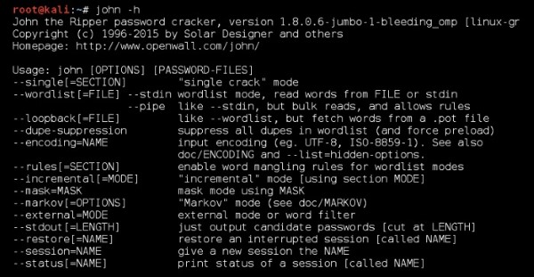 John the Ripper Command Line Interface
